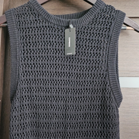 Express Linen-Blend Crochet High Neck Sleeveless Midi Dress - Size Medium - NWT - Picture 6 of 7